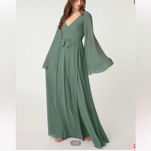Azazie Tiphanie wrap dress eucalyptus